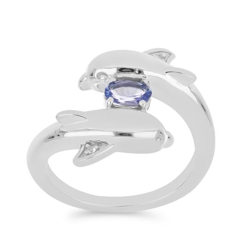 BUY NATURAL TANZANITE GEMSTONE RING IN STERLING SILVER